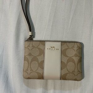 Coach Tan and Cream Signature Clutch